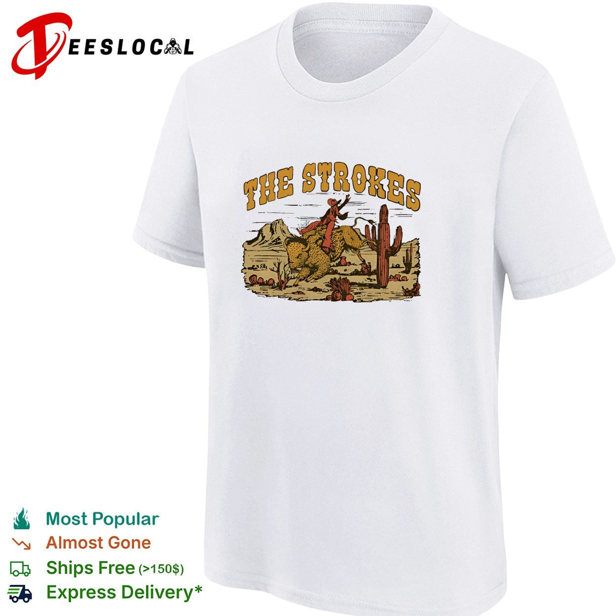 The Strokes cowboy riding cheetah desert poster shirt Unisex
