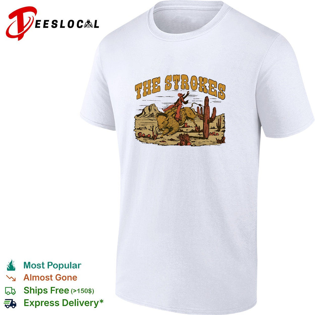 The Strokes cowboy riding cheetah desert poster shirt Unisex