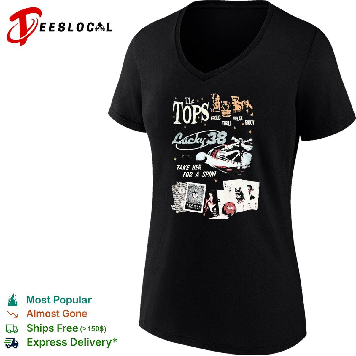 The Tops Lucky 38 Fallout New Vegas Frolic Thrill Relax Enjoy Take Her For A Spin shirt Unisex