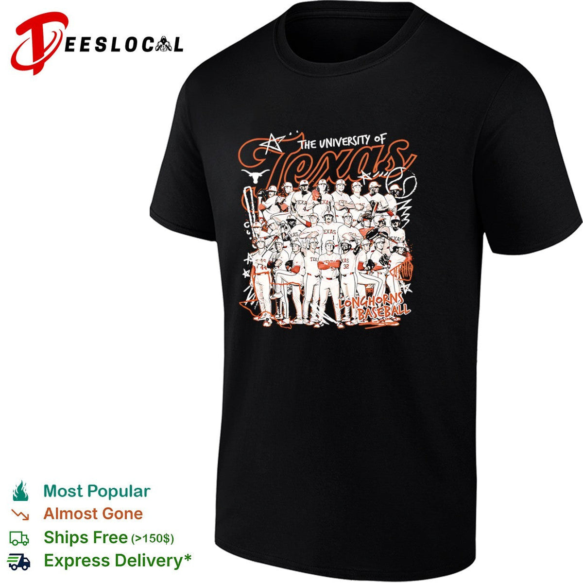 The University of Texas Longhorns Baseball Team Roster Texas Longhorns NCAA shirt Unisex