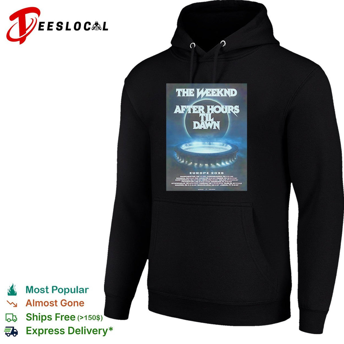 The Weeknd After Hours Til Dawn 2026 Europe And UK poster shirt Unisex