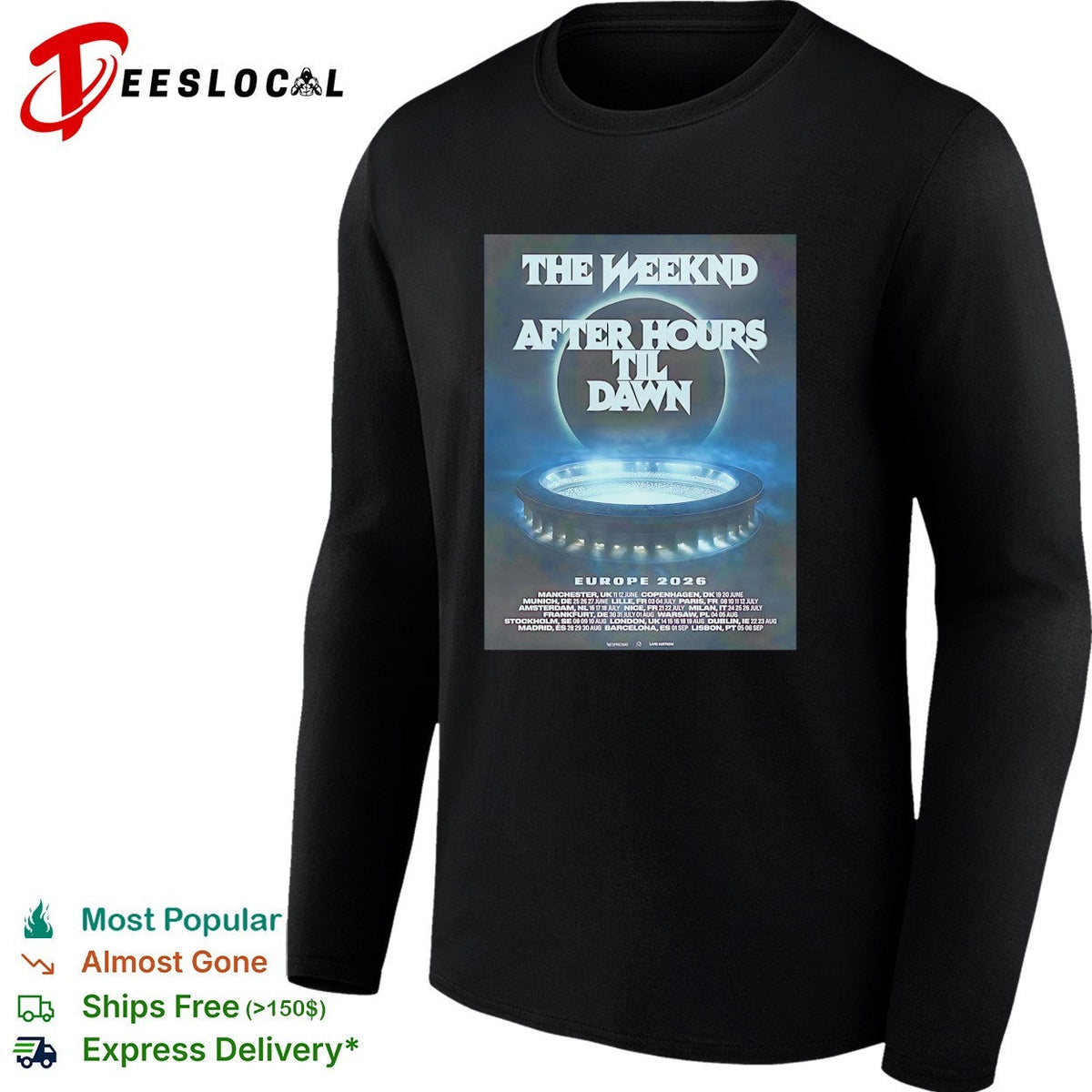 The Weeknd After Hours Til Dawn 2026 Europe And UK poster shirt Unisex