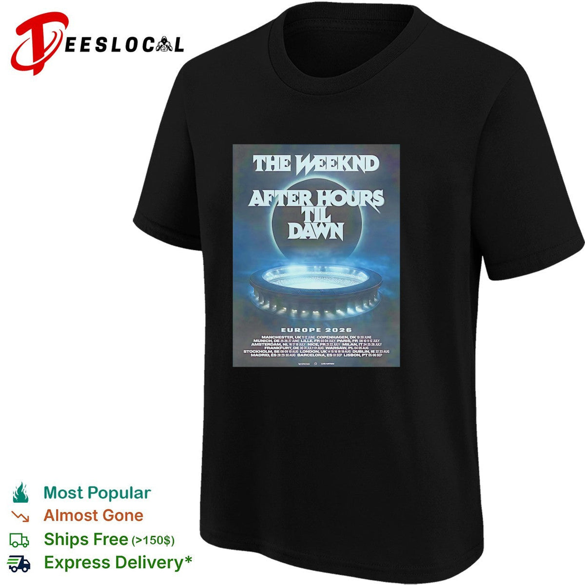 The Weeknd After Hours Til Dawn 2026 Europe And UK poster shirt Unisex