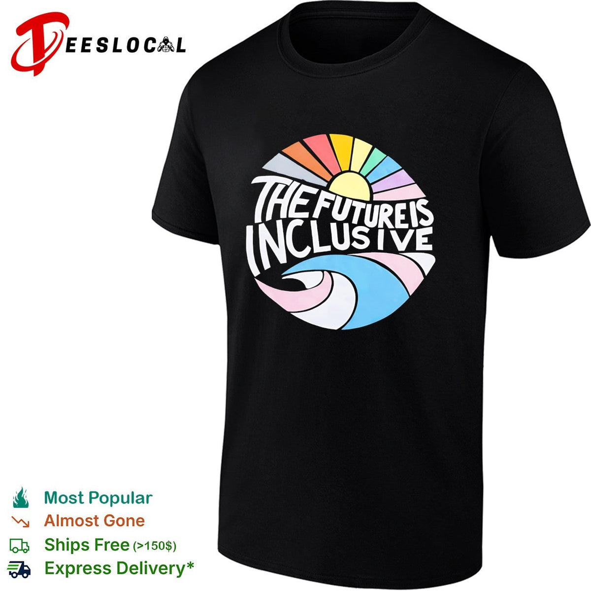 The future is inclusive rainbow sun wave ocean LGBTQ pride circle art shirt Unisex