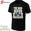 The man behind the firecracker American flag sunglasses patriotic 4th of July shirt Unisex