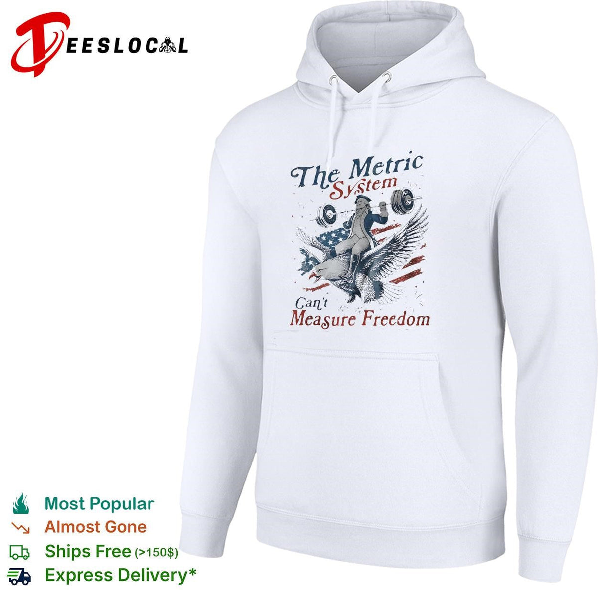 The metric system can’t measure freedom bald eagle American flag graphic shirt Unisex