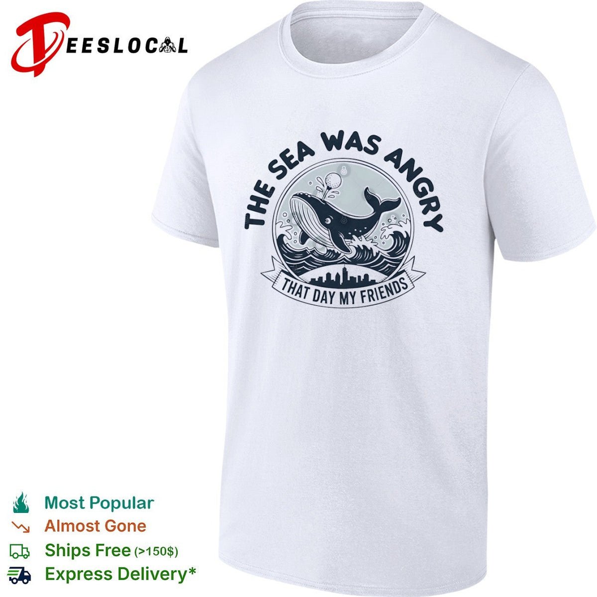 The sea was angry that day my friends Seinfeld George Costanza whale golf shirt Unisex