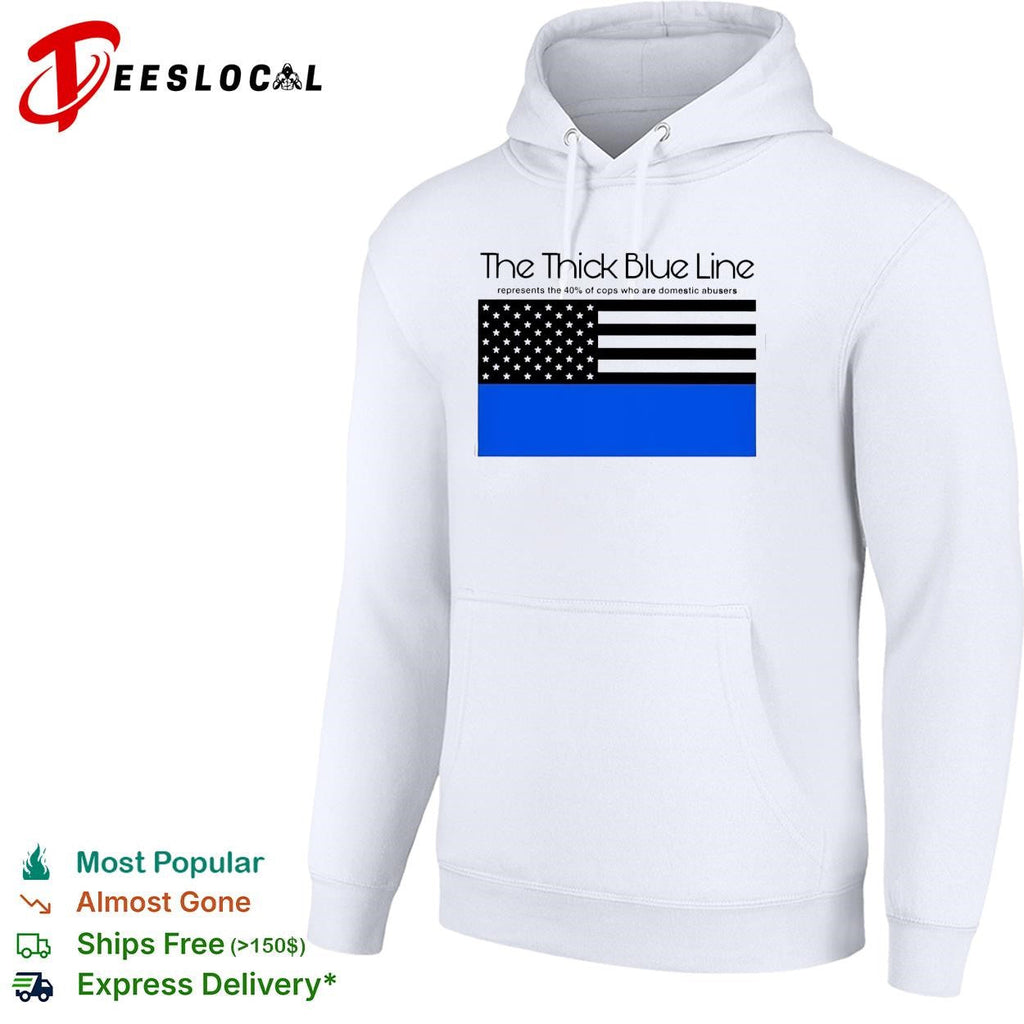 The thick blue line police American flag political statement shirt Unisex
