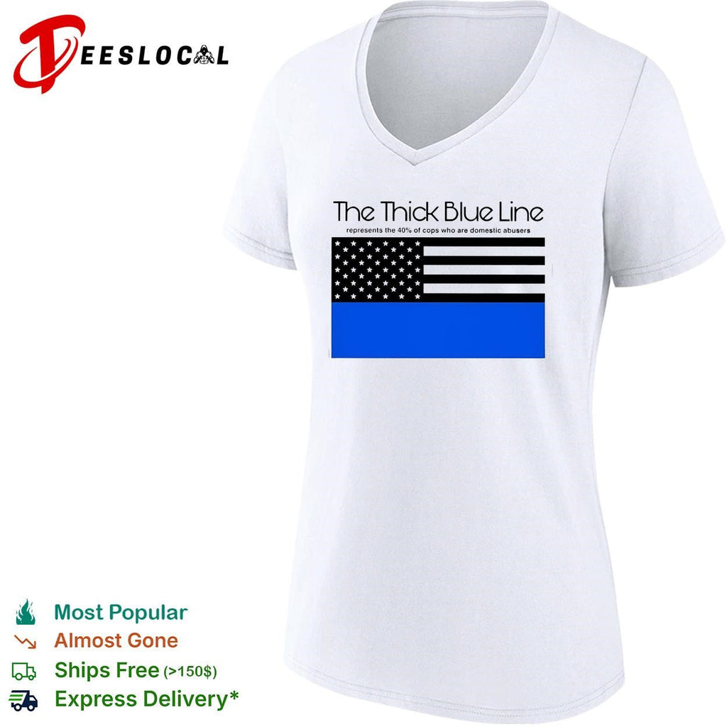 The thick blue line police American flag political statement shirt Unisex
