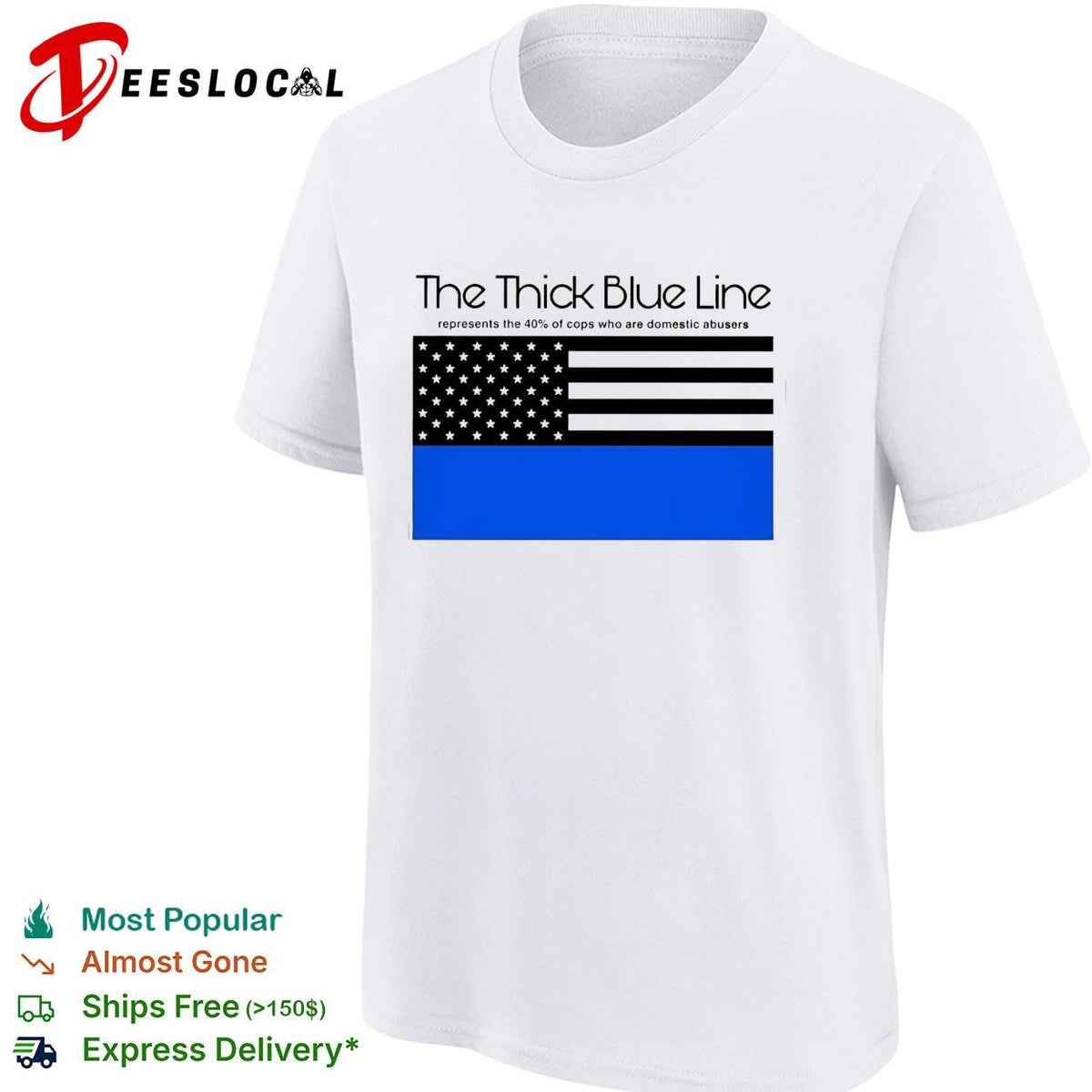 The thick blue line police American flag political statement shirt Unisex