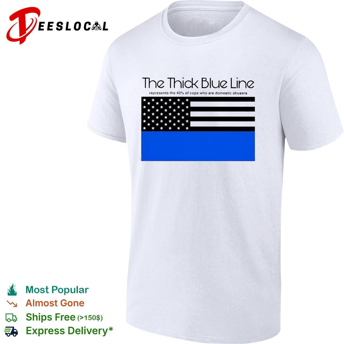 The thick blue line police American flag political statement shirt Unisex