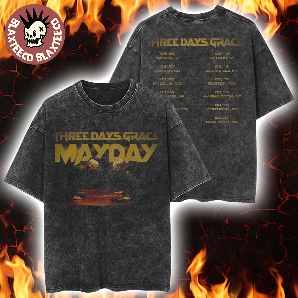 Three Days Grace Alienation 2026 Tour Merch Mayday Vintage Washed Tee Unisex