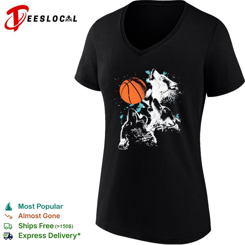 Three Wolves Howling at a Basketball NBA Minnesota Timberwolves shirt Unisex