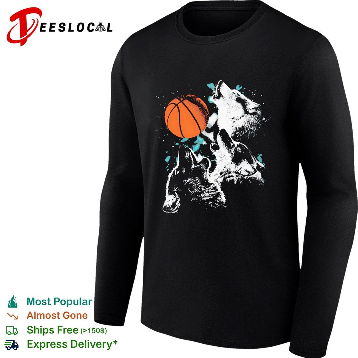 Three Wolves Howling at a Basketball NBA Minnesota Timberwolves shirt Unisex