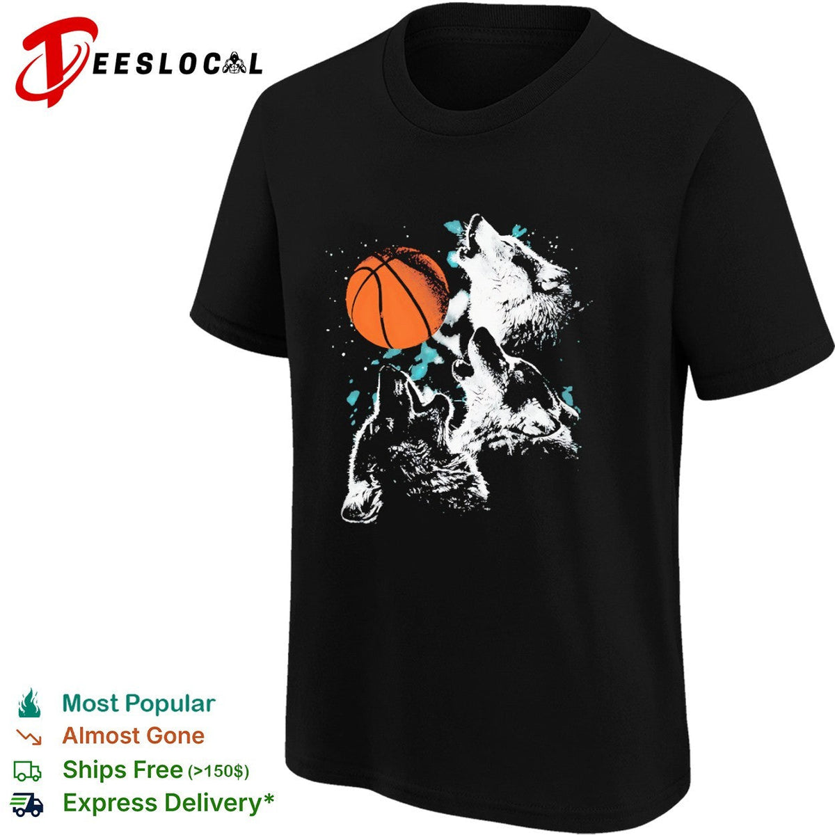 Three Wolves Howling at a Basketball NBA Minnesota Timberwolves shirt Unisex