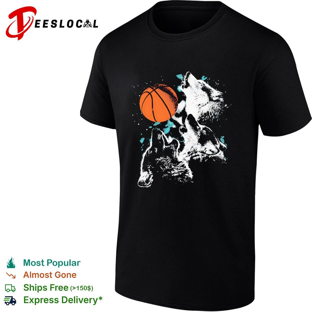 Three Wolves Howling at a Basketball NBA Minnesota Timberwolves shirt Unisex