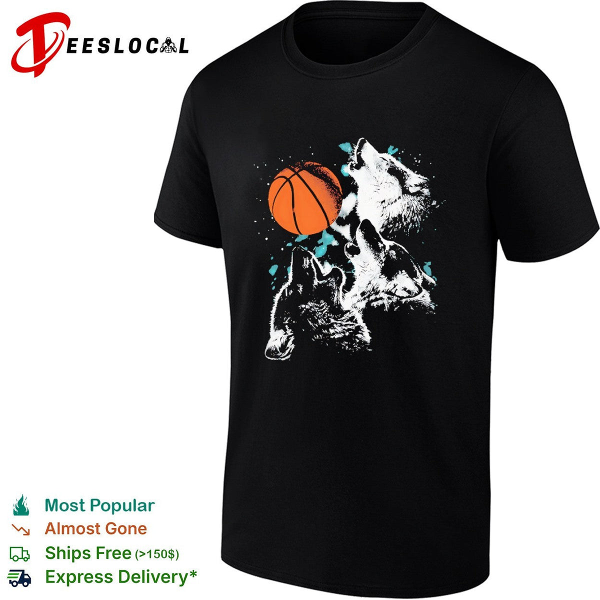 Three Wolves Howling at a Basketball NBA Minnesota Timberwolves shirt Unisex