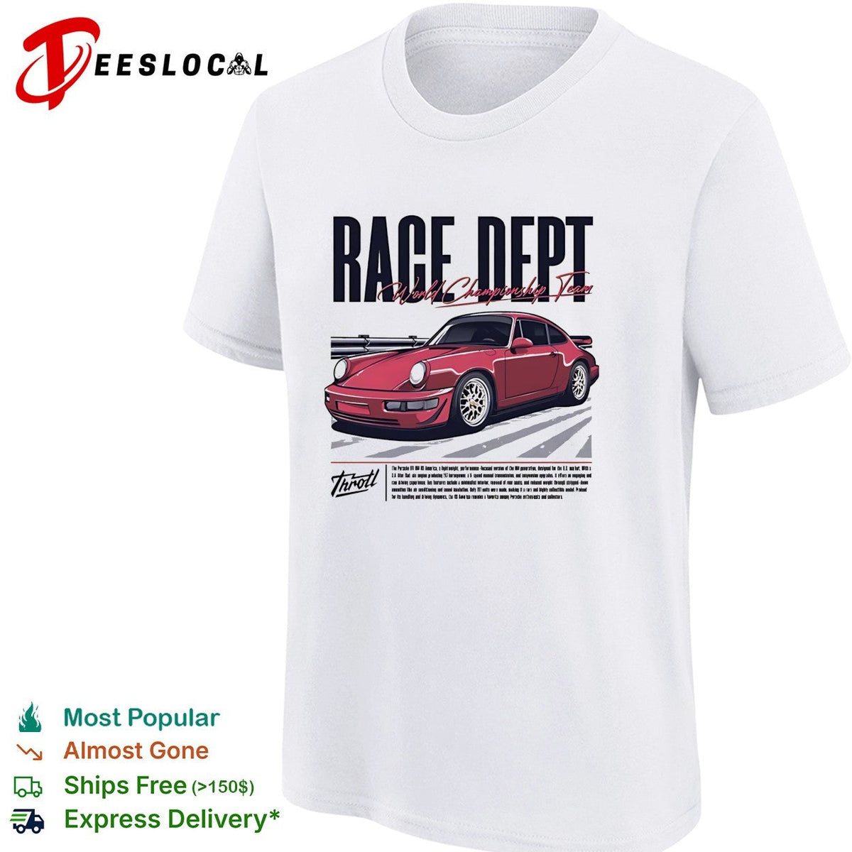 Throtl Race Dept Porsche 911 World Championship Team graphic shirt Unisex