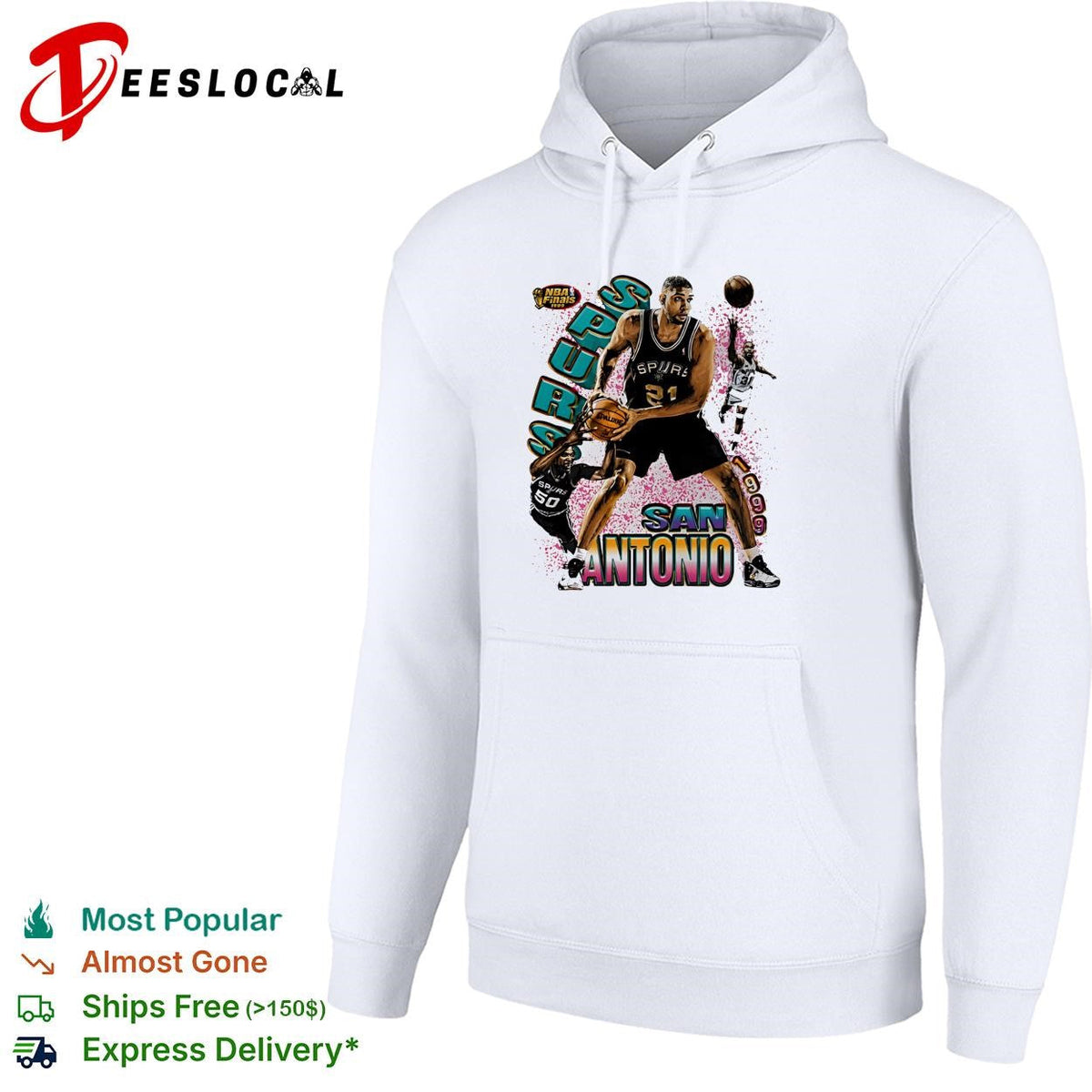 Tim Duncan San Antonio Spurs 1999 Finals Retro Basketball Legends shirt Unisex