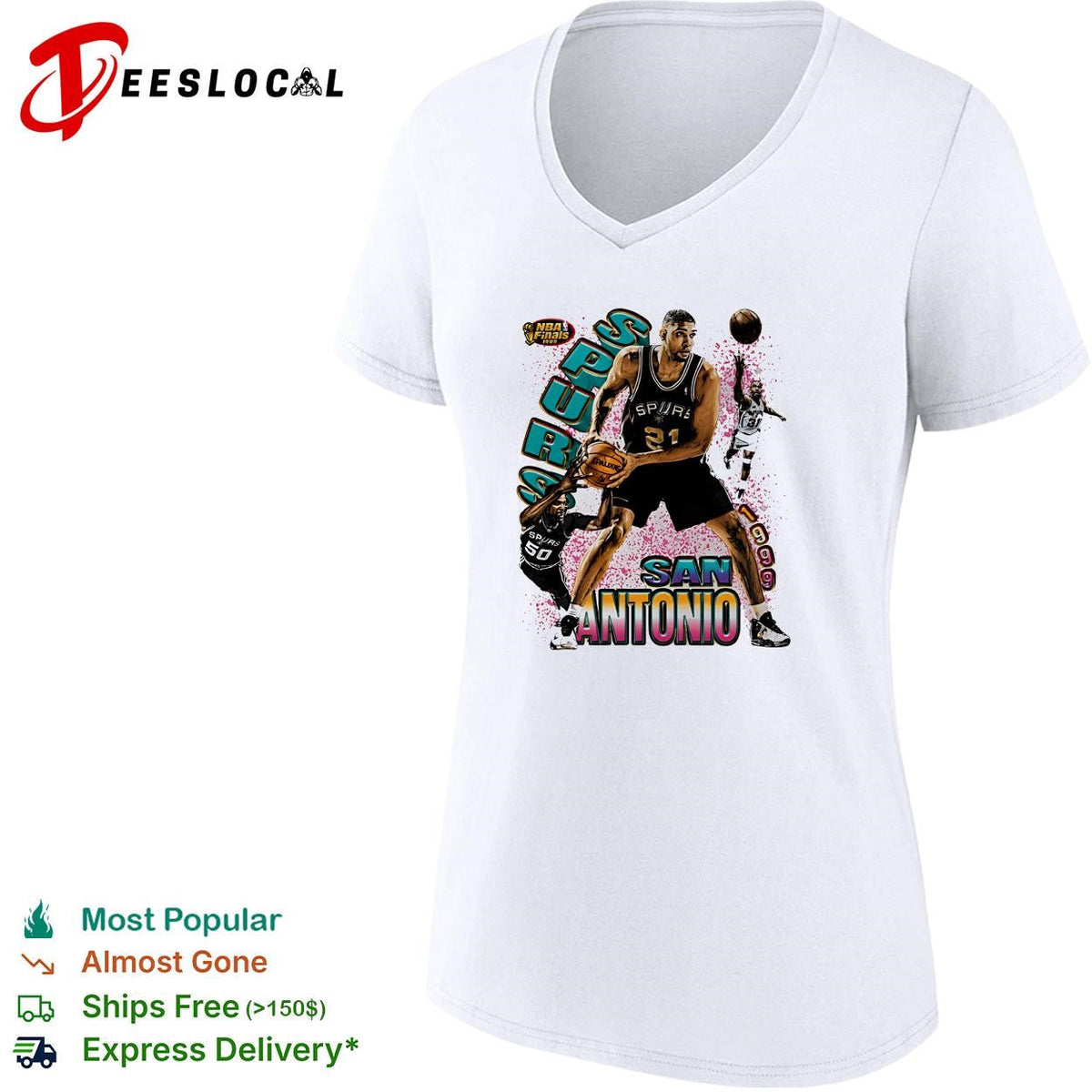 Tim Duncan San Antonio Spurs 1999 Finals Retro Basketball Legends shirt Unisex