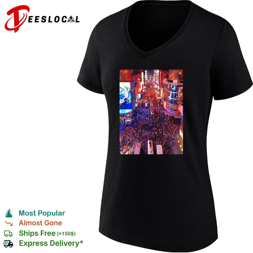 Times Square New York City massive crowd celebration night photo art shirt Unisex