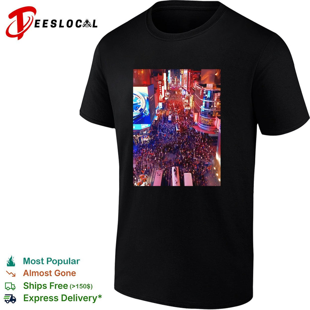 Times Square New York City massive crowd celebration night photo art shirt Unisex