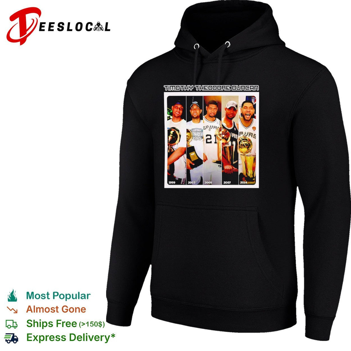 Timothy Theodore Duncan San Antonio Spurs 1999 2003 2005 2007 2014 NBA Championship shirt Unisex