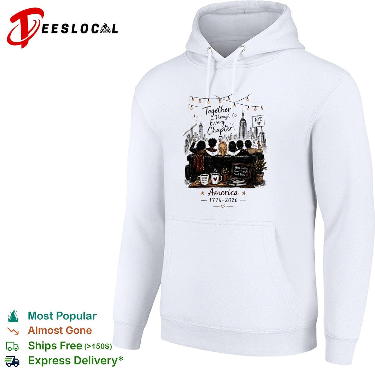 Together through every chapter family silhouette reading America 1776 2026 shirt Unisex