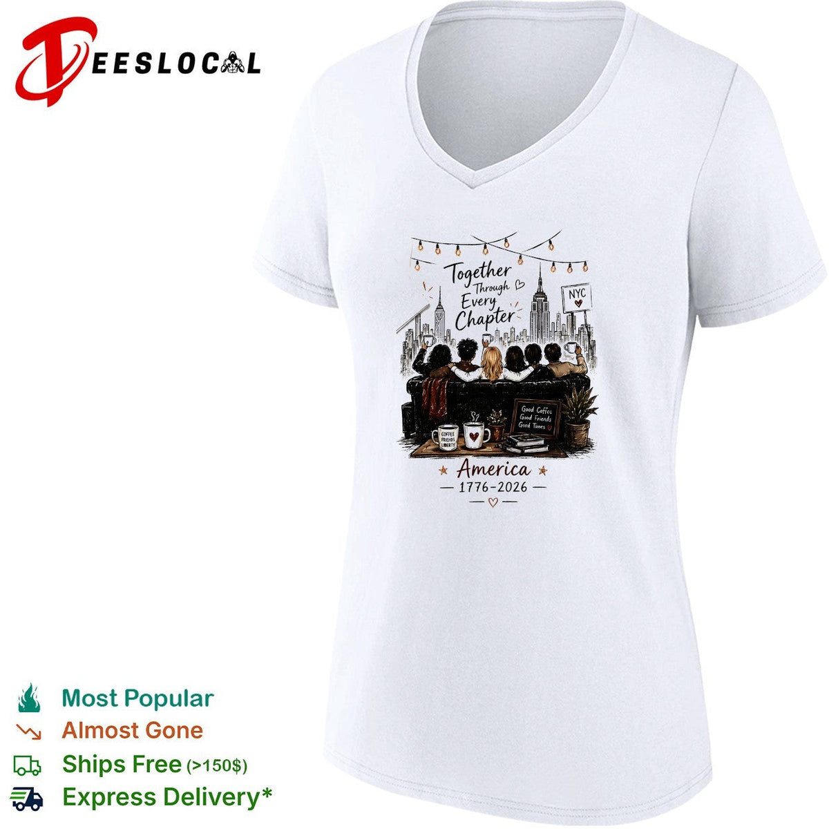 Together through every chapter family silhouette reading America 1776 2026 shirt Unisex