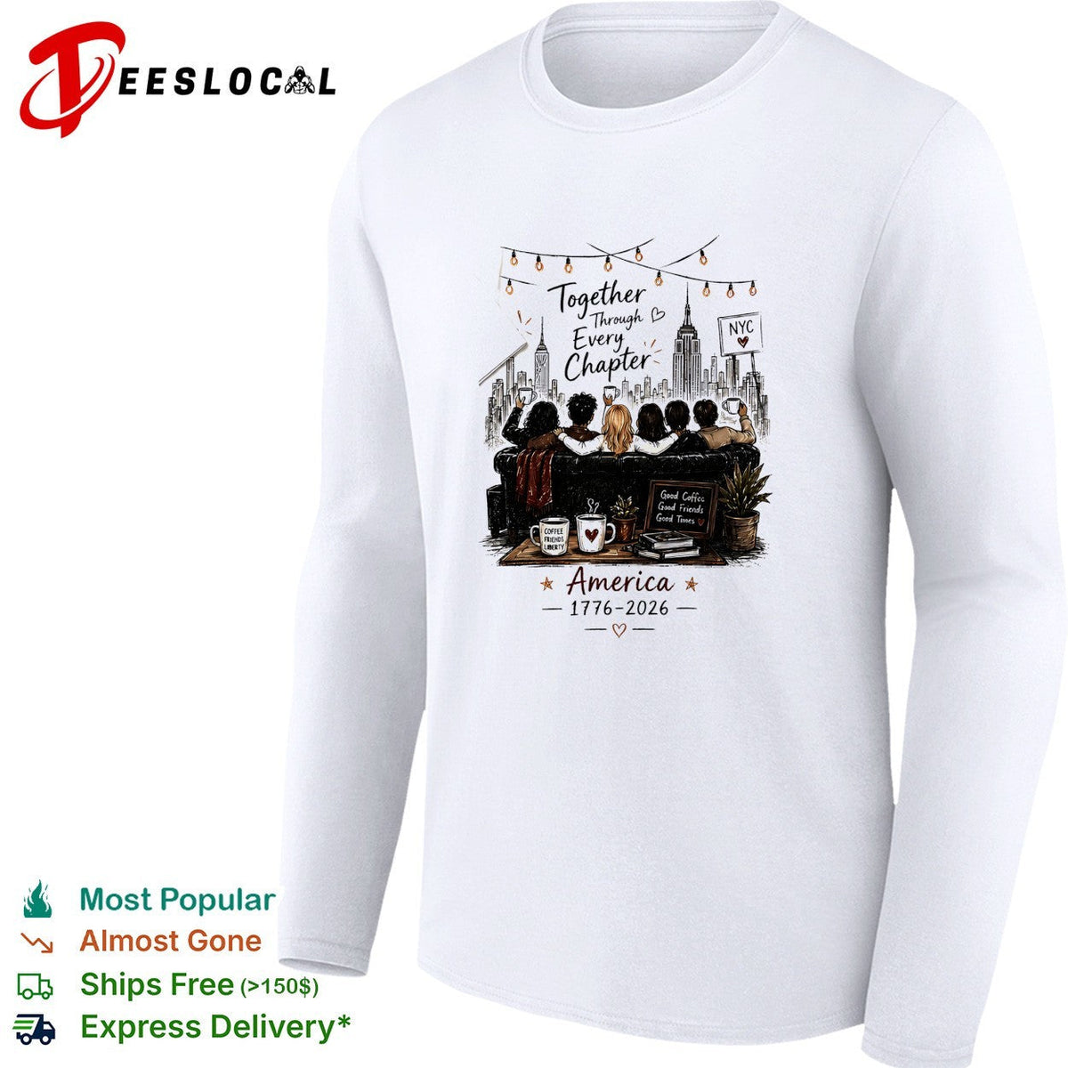 Together through every chapter family silhouette reading America 1776 2026 shirt Unisex