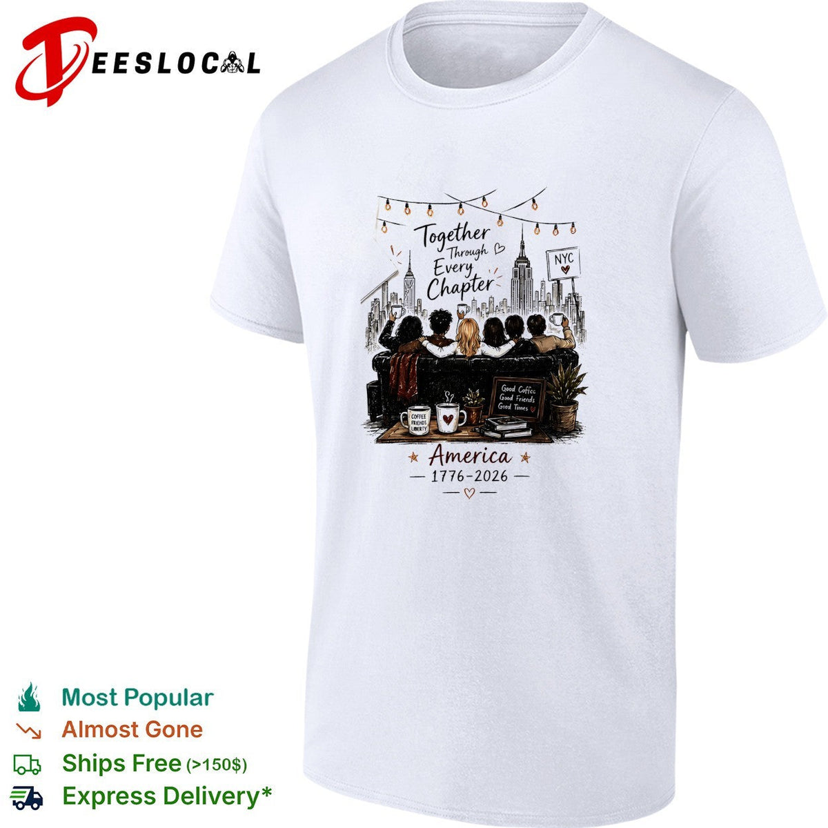 Together through every chapter family silhouette reading America 1776 2026 shirt Unisex