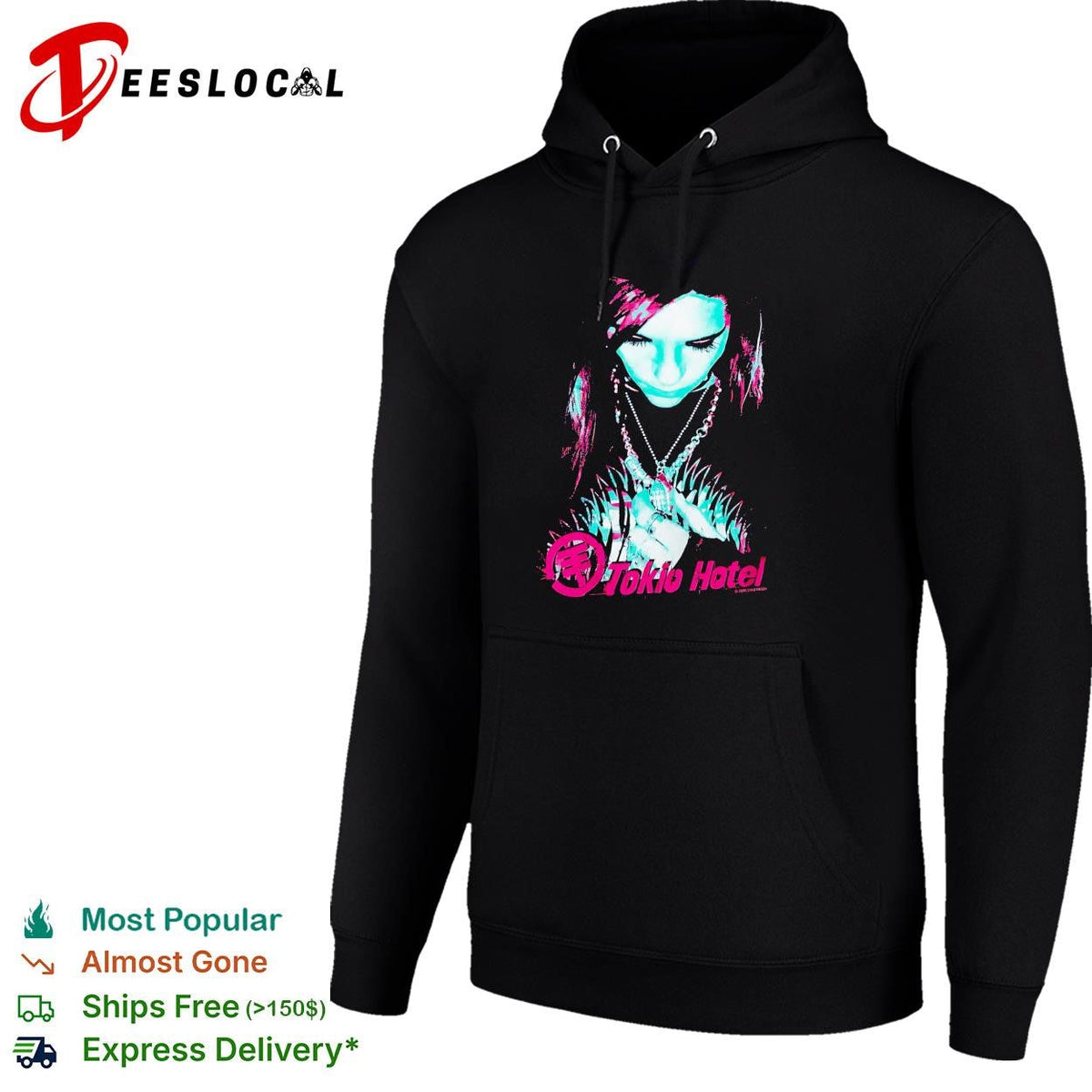 Tokio Hotel band member portrait wearing necklace dark moody graphic shirt Unisex