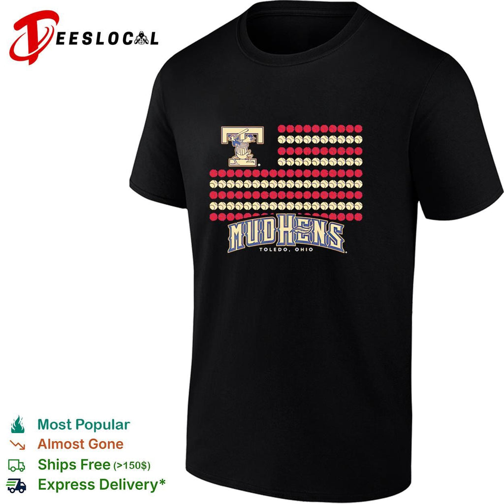 Toledo Mud Hens baseball flag logo and text design fan apparel graphic shirt Unisex