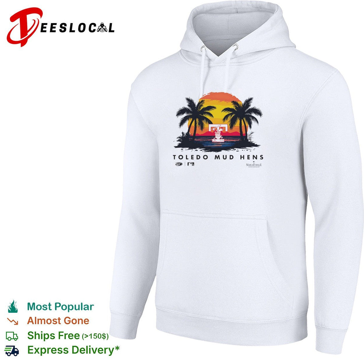 Toledo Mud Hens coconut trees with sunset retro shirt Unisex