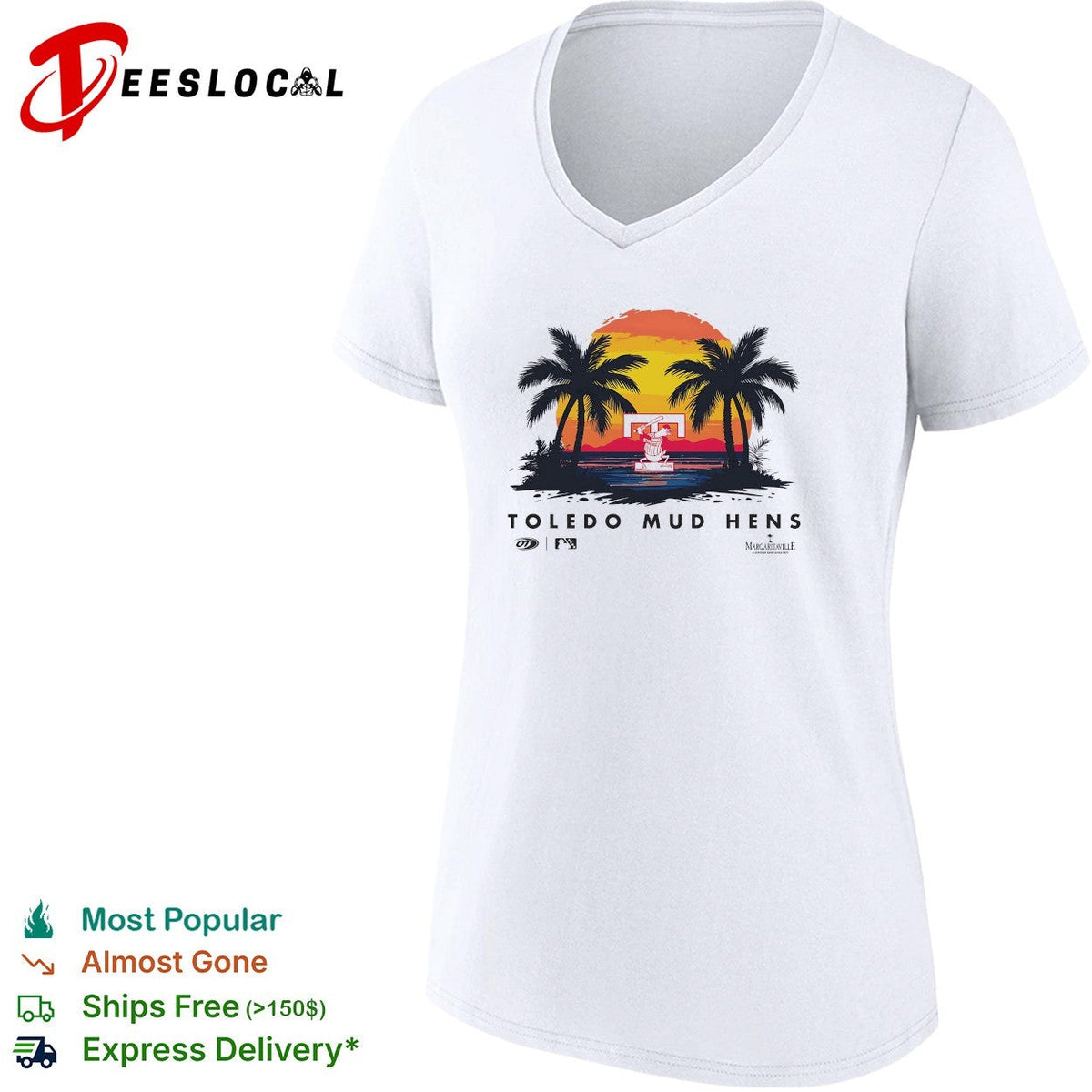 Toledo Mud Hens coconut trees with sunset retro shirt Unisex