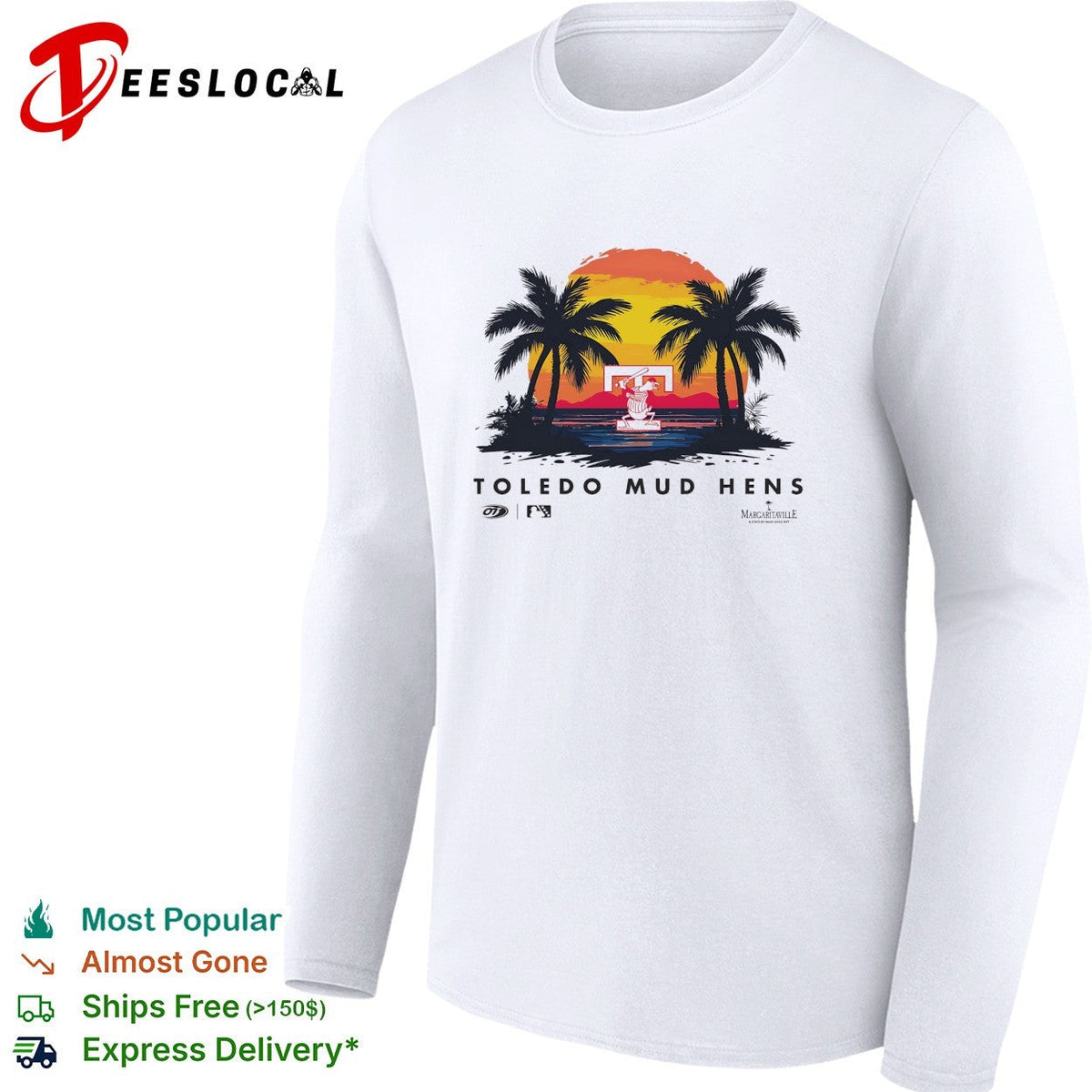 Toledo Mud Hens coconut trees with sunset retro shirt Unisex