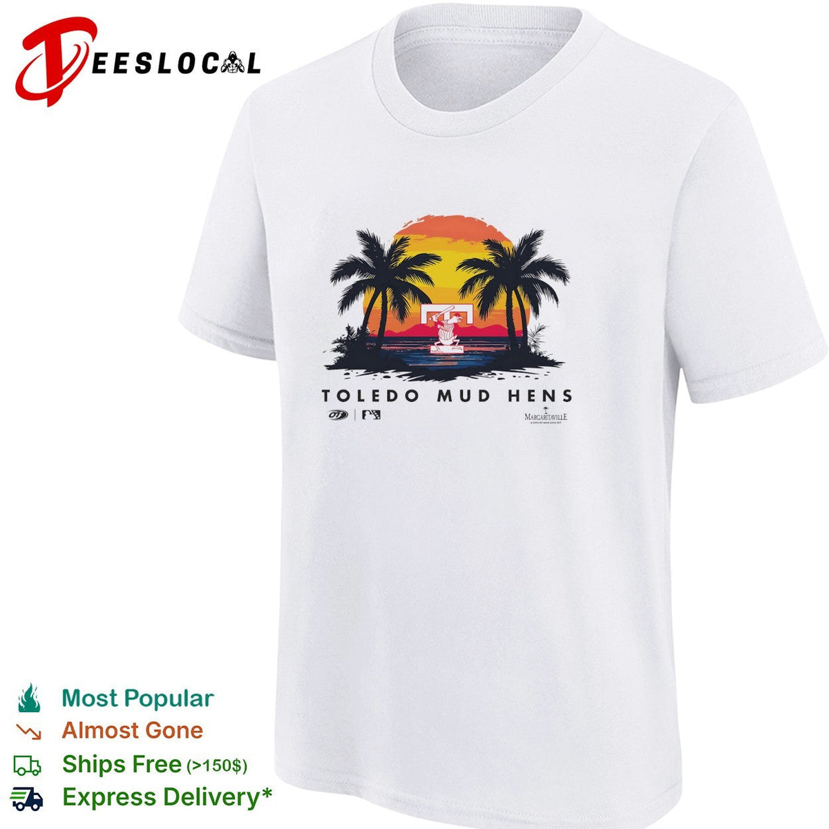 Toledo Mud Hens coconut trees with sunset retro shirt Unisex