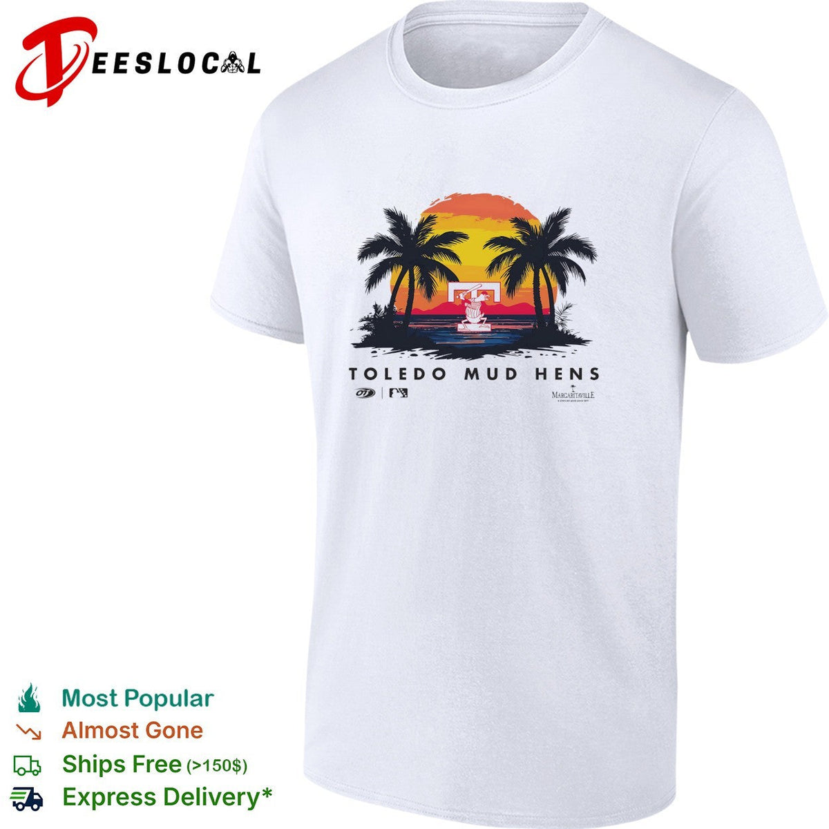 Toledo Mud Hens coconut trees with sunset retro shirt Unisex