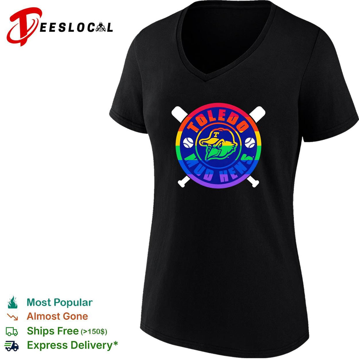 Toledo Mud Hens pride rainbow logo crossed baseball bats and balls graphic shirt Unisex