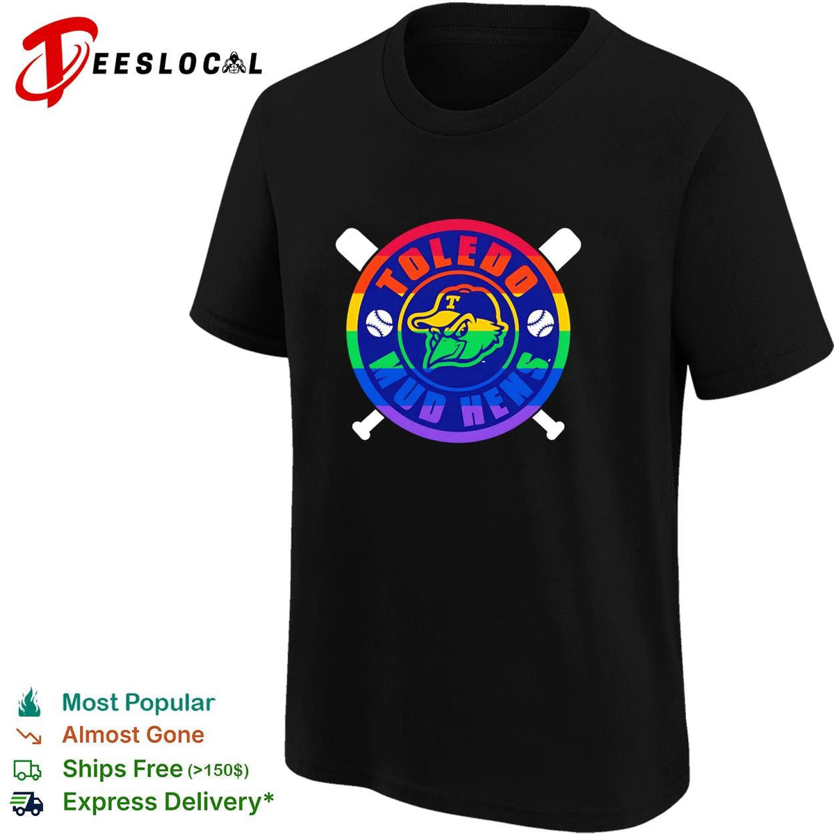 Toledo Mud Hens pride rainbow logo crossed baseball bats and balls graphic shirt Unisex