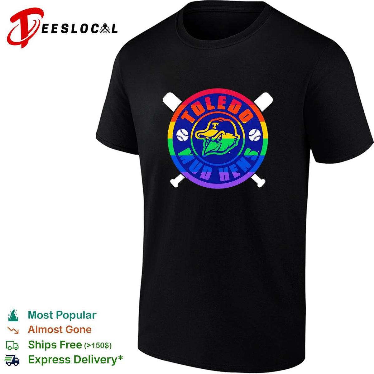 Toledo Mud Hens pride rainbow logo crossed baseball bats and balls graphic shirt Unisex