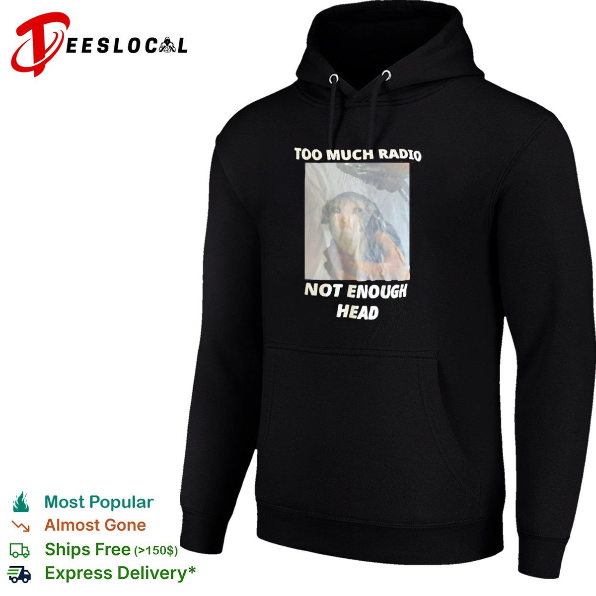 Too Much Radio Not Enough Head Sad Cat Shirt Unisex