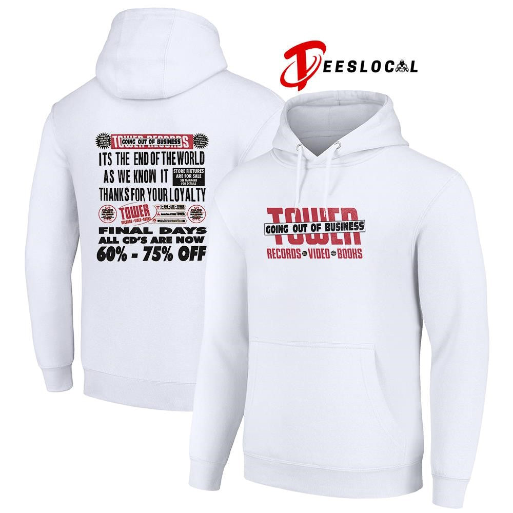 Tower going out of business records video books it’s the end of the world graphic shirt Unisex