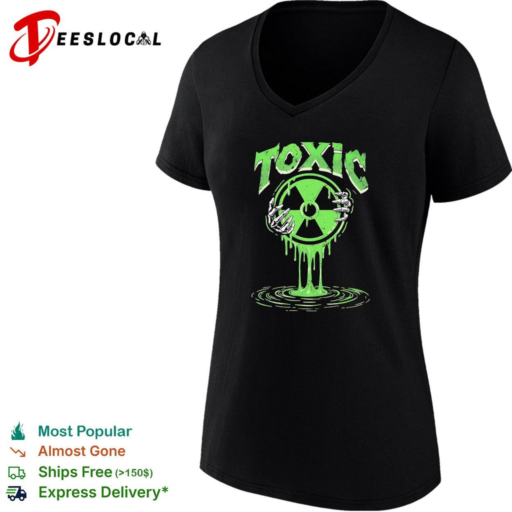 Toxic green radioactive symbol with skeletal hand dripping ooze illustration shirt Unisex
