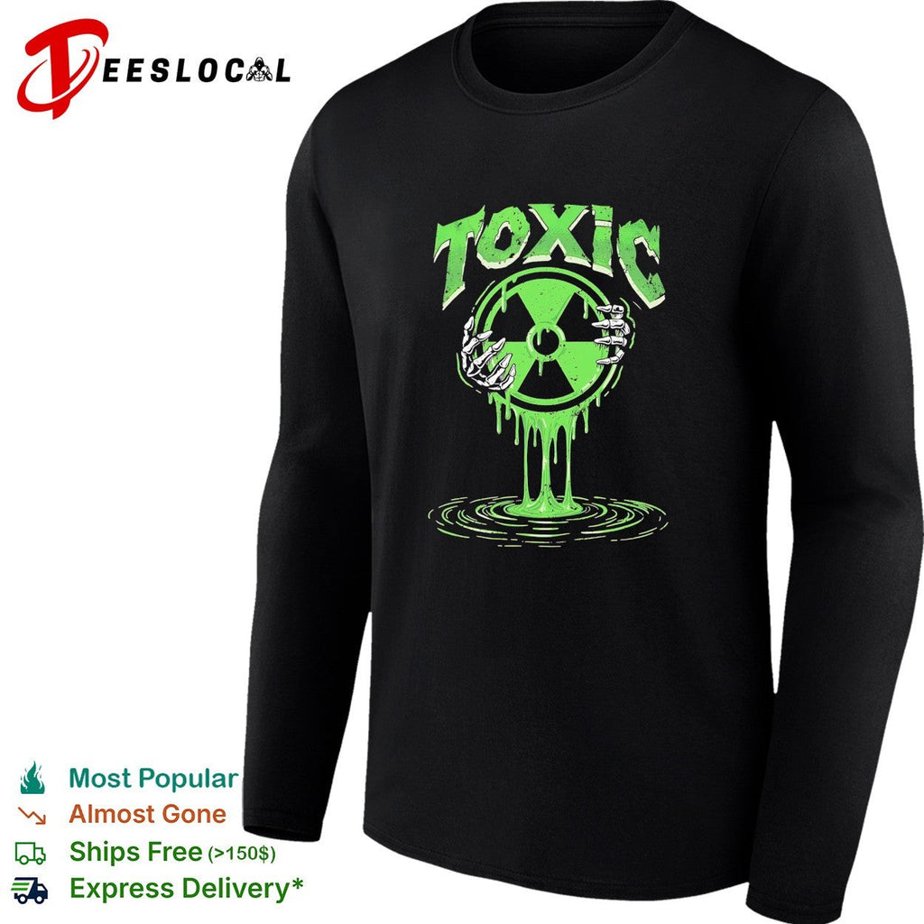 Toxic green radioactive symbol with skeletal hand dripping ooze illustration shirt Unisex