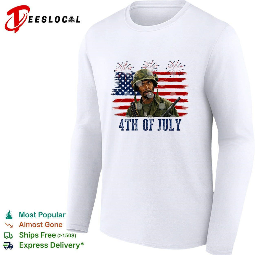 Tropic Thunder soldier 4th of July USA flag fireworks version two shirt Unisex