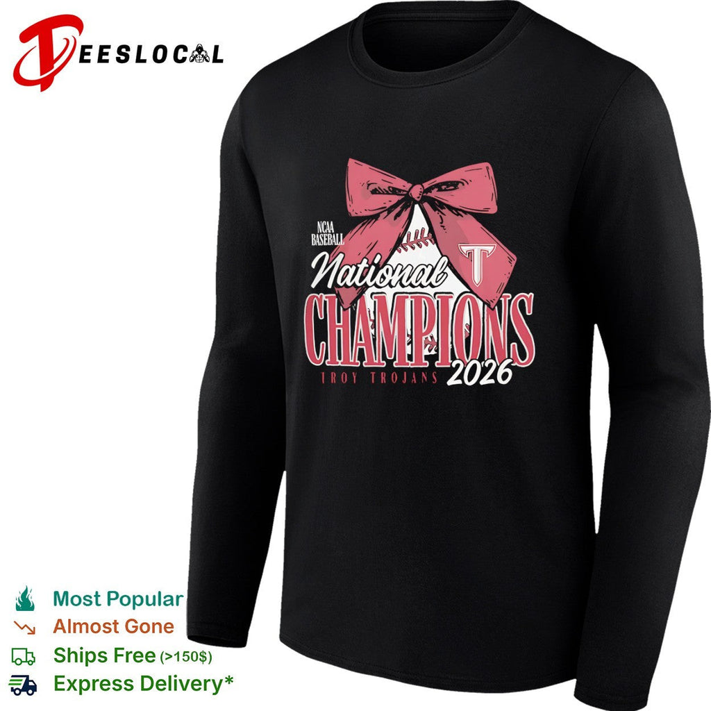 Troy Trojans NCAA Baseball National Champions 2026 Bow Logo shirt Unisex