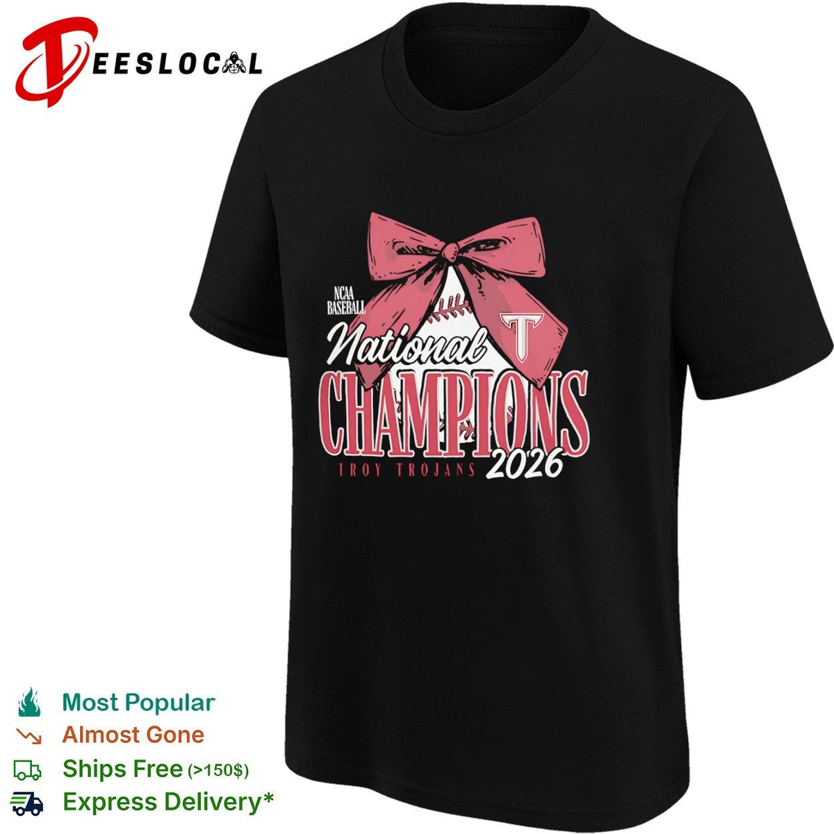 Troy Trojans NCAA Baseball National Champions 2026 Bow Logo shirt Unisex