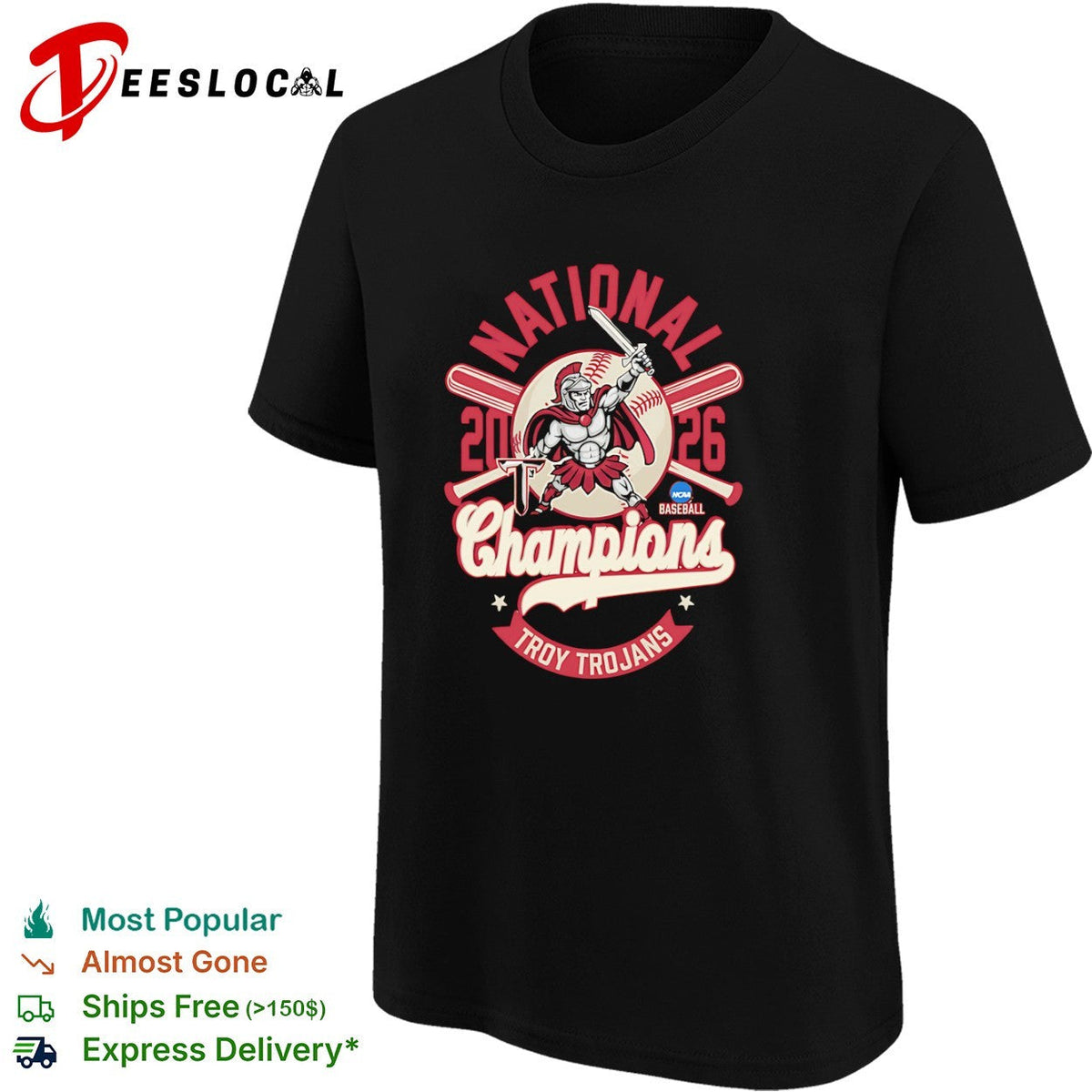 Troy Trojans National Champions 2026 NCAA Baseball Logo shirt Unisex