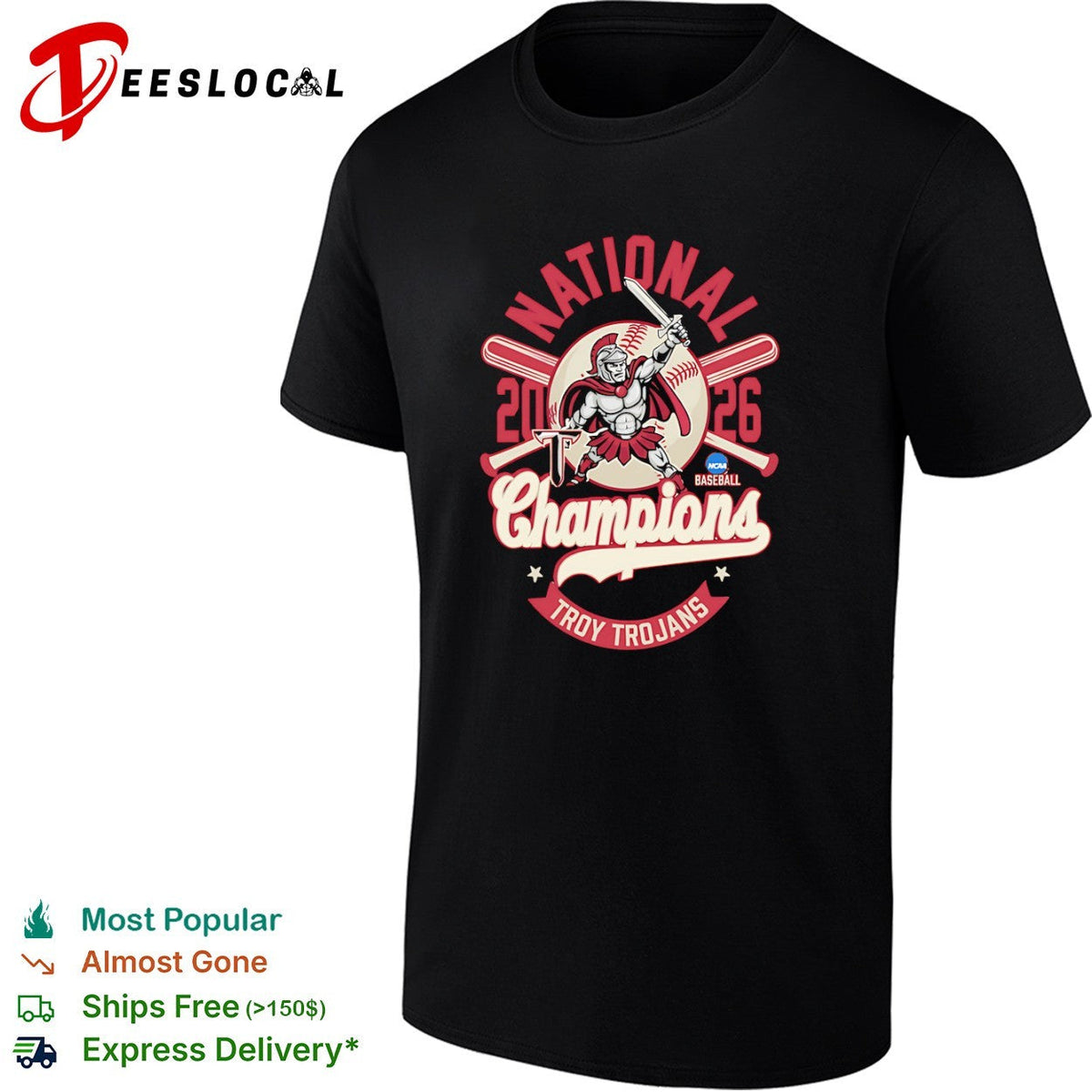 Troy Trojans National Champions 2026 NCAA Baseball Logo shirt Unisex